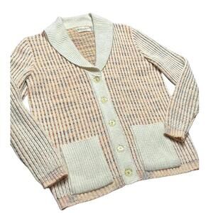 Vintage 70s Bams Knits San Francisco Shawl Collar Cardigan Sweater Acrylic M